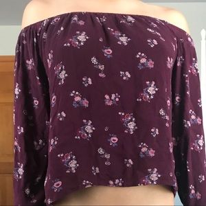 maroon floral off the shoulder top